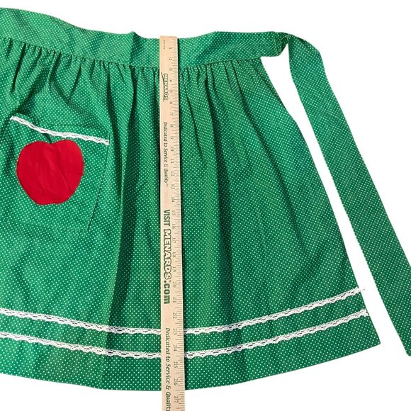 Handmade Green Polka Dot Apple Half Kitchen Apron Used - Picture 8 of 9
